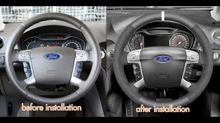 MEWANT--- for Ford Mondeo Galaxy S-Max Hand Stitch Car Steering Wheel Cover Installing