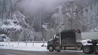 Wintry weather leads to dangerous driving conditions on I-84 in the Gorge