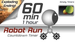 1 hour - 60 min racing robot countdown timer with exploding ending