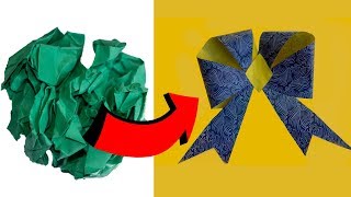 How to make Origami Ribbon or Bow - easiest way - step by step for beginners