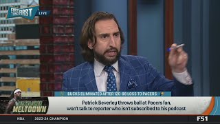 FIRST THING FIRST | "Ban him" - Nick Wright reacts to Patrick Beverley throws ball at Pacers fan