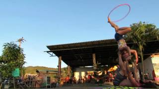 Acro Yoga, with 5 hula hoops