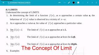 Introduction on Limit Mathematics 8.1