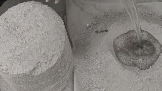 ASMR: dusty soft gritty stony sand big bucket+shapes crumble on floor dry+water/oddlysatisfying