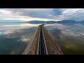 stunning view of antelope island causeway on great salt lake utah