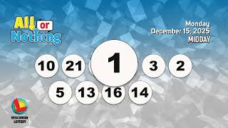 Wisconsin Lottery Midday Draw 12/15/2025
