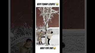 Wait for end couple are enjoying and fun in winter ❄️😹❤️!#love #lovestatus #beautiful #funny