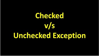 Difference Between Checked and unchecked exception | Interview Question