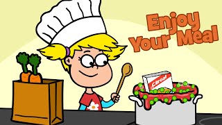 ♪ ♪ Children's song Enjoy Your Meal - Funny food Song - Hooray Kids Songs & Nurs