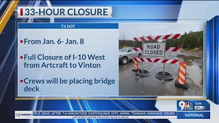 33-hour closure on I-10 West starts Saturday, other road closures for week of Dec. 3