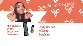 Trying New Nars light reflecting foundation/ New benefit boing concealer & more grwm using new goods