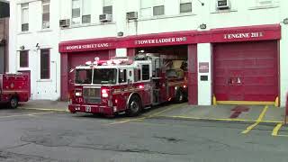 FDNY Tower Ladder 119 responding to a report of smoke in a store