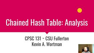 Chained Hash Table: Analysis
