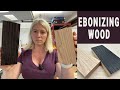 How to ebonize wood with steel wool and vinegar. How to turn wood black. Aging wood.