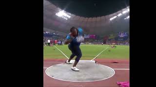 Glide shot put rotational release and follow through