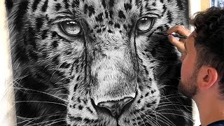 HYPERREALISTIC Leopard Drawing Time-lapse