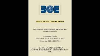 LOSU. Ley orgánica sistema universitario.