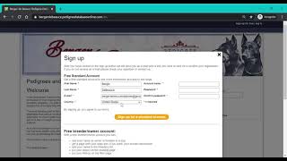 Berger de Beauce Pedigree Database - Creating an Account