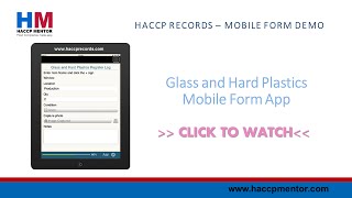 Glass and Hard Plastics Mobile Form - HACCP Records