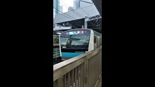 【新橋駅・東京】山手線と京浜東北線の到着、発車チャイム、列車案内アナウンス（JR東日本E235系、E233系電車）JR EAST Shimbashi Station Tokyo JAPAN TRAIN