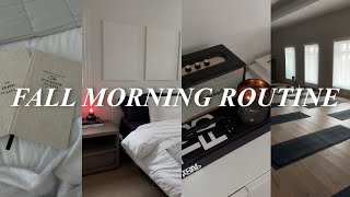 COZY FALL MORNING ROUTINE🍁🕯️ journaling, red light therapy, meditation & working out