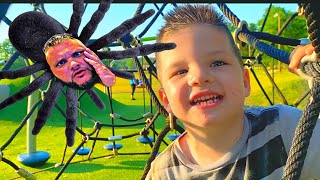 KIDS PLAYING AT PARK! Caleb & Daddy Play Hide & Seek, Floor is Lava Pretend Play at the Playground!