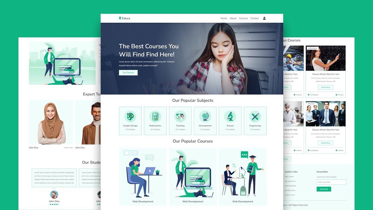 Create A Responsive Multipage Education Website Design - HTML / CSS ...