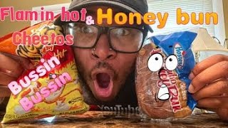 Weird snack combination ( hot Cheetos \u0026 honey bun with milk!!!) #shorts #weird #taste