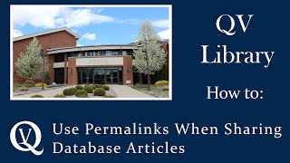 Use Permalinks When Sharing Articles from Library Databases