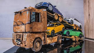 Renault MAGNUM Cars semi trailer 1/18 - Restoration Abandoned Model Truck
