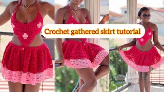 How to crochet a gathered mesh skirt/crochet skirt tutorial#crochet#crochettutorial