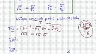 Działania na pierwiastkach (część 2) - Matematyka Szkoła Podstawowa i Gimnazjum