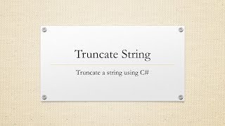Truncate a string using C#