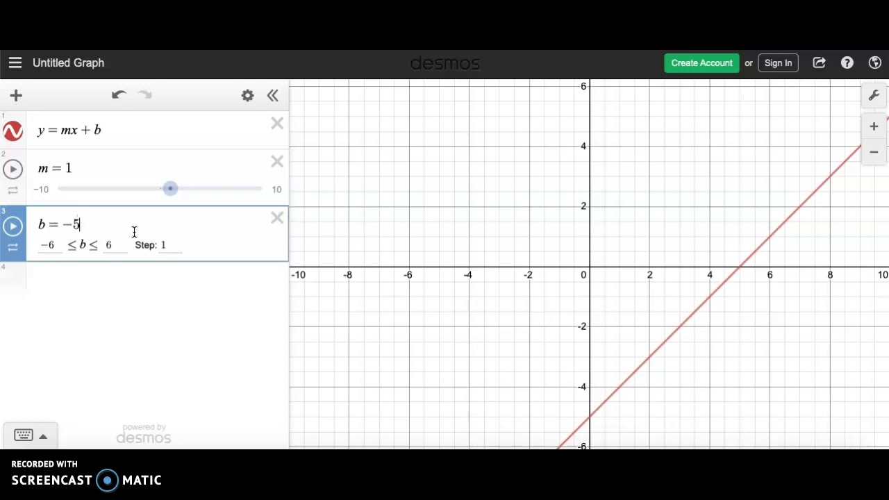 Desmos Tutorial: Y=mx+b Slider - YouTube