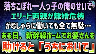 【感動する話】落ちこぼれ一人っ子の俺のせいでエリート両親が離婚危機に。がむしゃらに働いても無駄だった→ある日、新幹線のホームで重たい荷物に困るお婆さんを助けると「顔色悪いね…うちにおいで」【いい話】