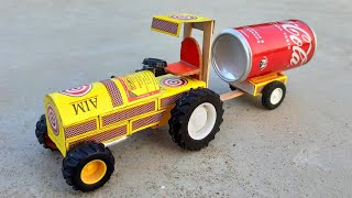 how to make tractor at home from matchbox - DIY Water Tanker Trolley - mini tractor toy