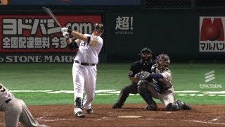 第3号は2打席連続弾！またもラヘアの打球がスタンドイン！ 2013.04.11 H-Bs