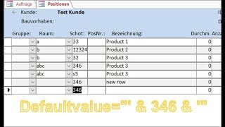 Ms Access: Set Default Value in VBA, DevaultValue