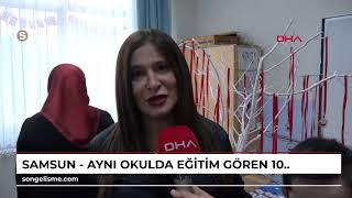 SAMSUN - Aynı okulda eğitim gören 10'u da ikiz 20 öğrenci karnelerini aldı