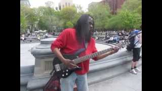 WMD- Larry- World's Most Dangerous Bass Player- in Washington Sq. Park, NYC 5/7/13