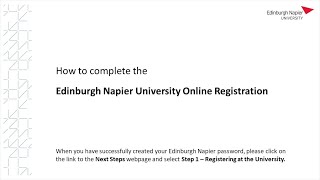 Edinburgh Napier University Online Registration