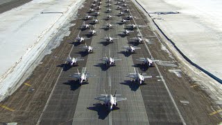 42 US Air Force F-35A Lightning II Fighter Jets in Formation