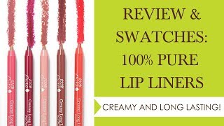 REVIEW \u0026 SWATCHES: 100% PURE CREAMY LONG LASTING LIP LINERS | Integrity Botanicals