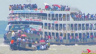 উত্তাল মেঘনায় ছুটছে যাত্রী বোঝাই লঞ্চ ও নৌকা | Overloaded ship on mighty Meghna river |BD Ship Video