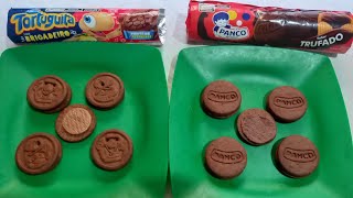 Biscoitos Arcor Tortuguita brigadeiro VS Biscoito Panco Trufado QUAL É MAIS GOSTOSO ? #biscoitos