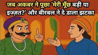 अकबर बीरबल की नई हिंदी कहानी  जब अकबर ने पूछा – ‘मेरी मूँछ बड़ी या इज्ज़त?’ और बीरबल ने दे डाला झटका