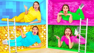 Secret Room Under the Bed Four Colors Challenge | Funny Challenges by BaRaDa