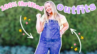 i wore 100% THRIFTED outfits for a week!