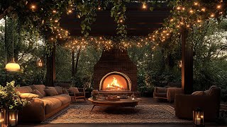 Serene Rainy Cabin Atmosphere 🌧️ Warm Fireplace and Melodies Jazz for Restful Sleep ⚡