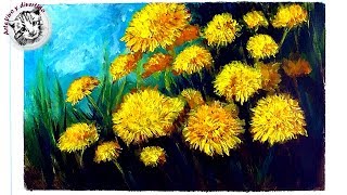 How To Paint with Acrylics Step by Step - How to Paint Dandelions with Acrylics